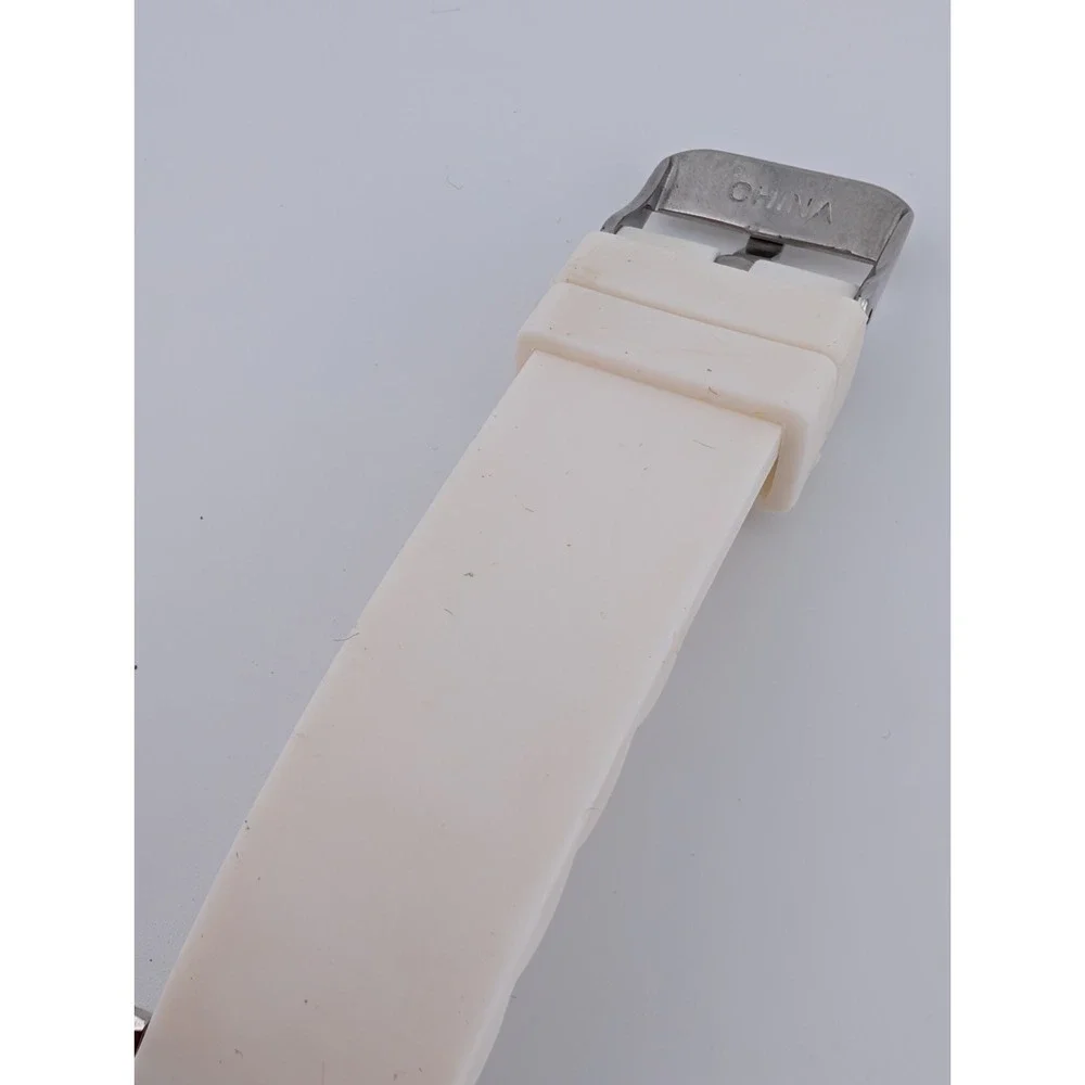 American Eagle Outfitters Watch Women 36mm Case White Silicone Band- New Battery